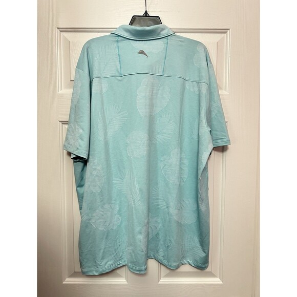 Size 2XL Tommy Bahama Palm Coast Delray Frond IslandZone Polo Hummingbird Blue - Picture 2 of 3